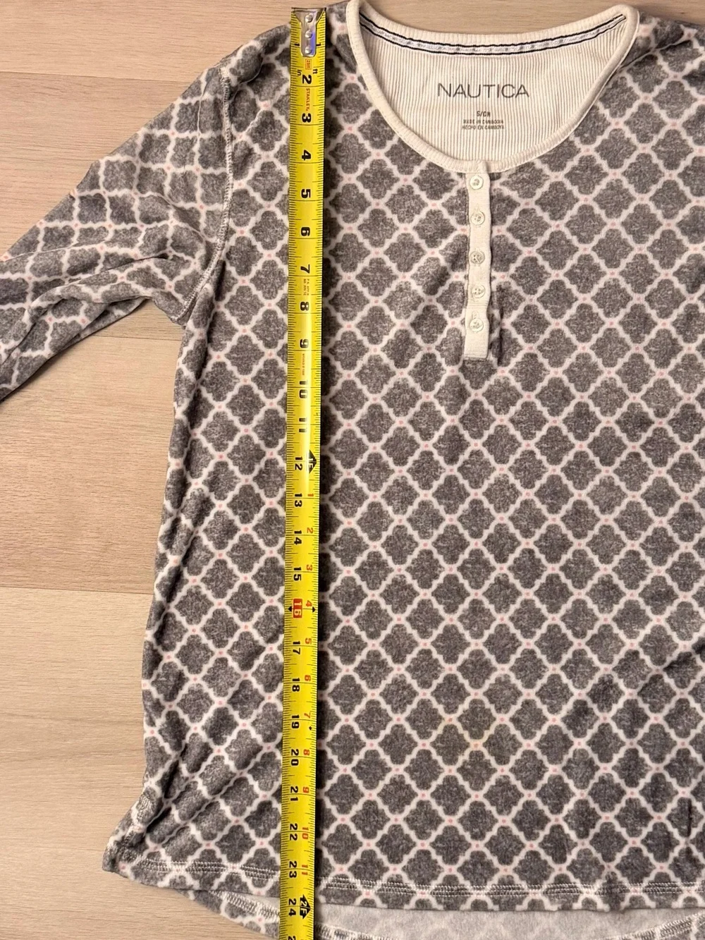 Nautica Gray and Cream Patterned Women's Long-Sleeve Pajama Set